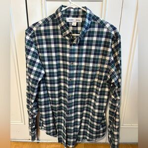Old Navy Men's Casual Plaid Shirt - Green and Navy